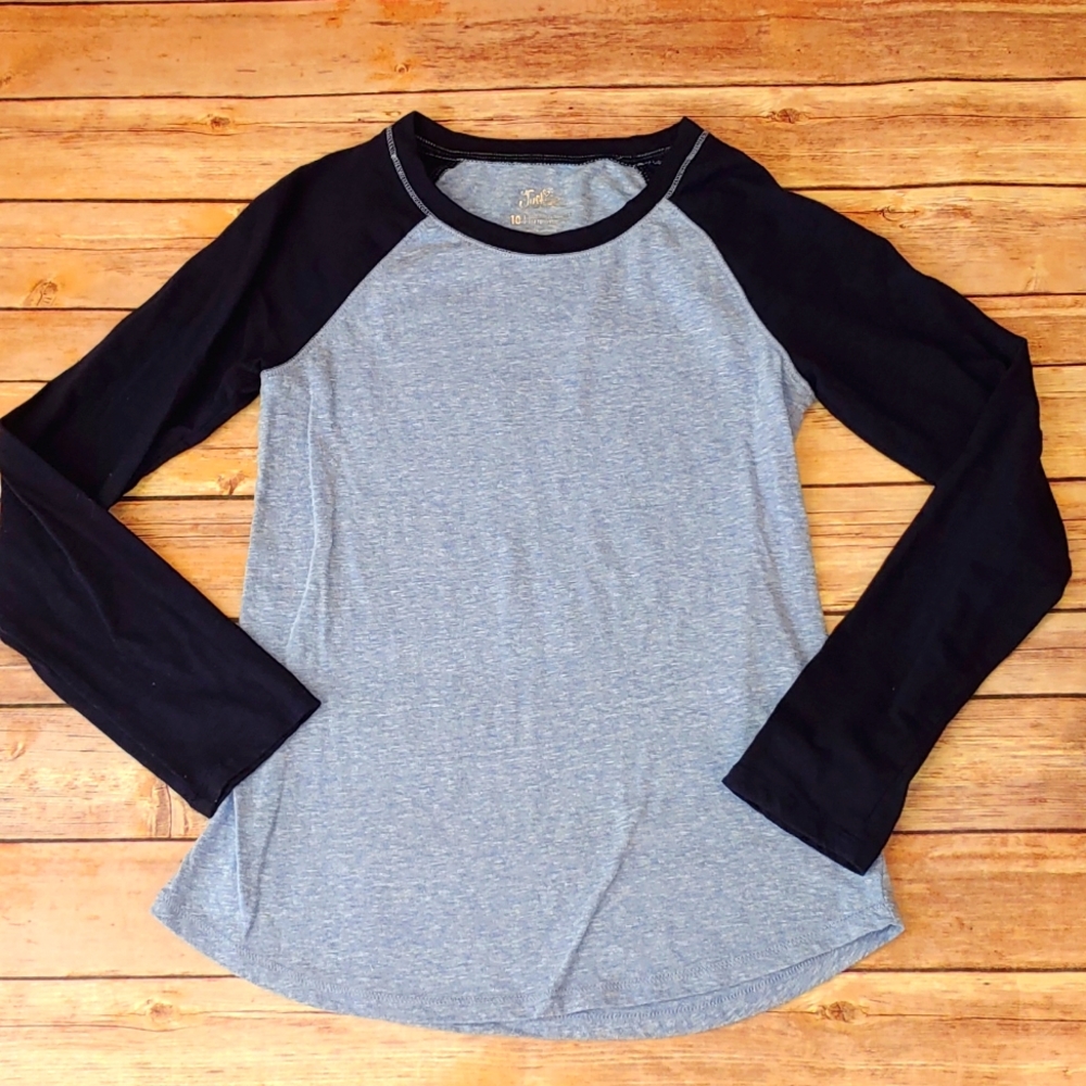 Girl's Navy/Heather Light Blue Raglan - Justice Size 10